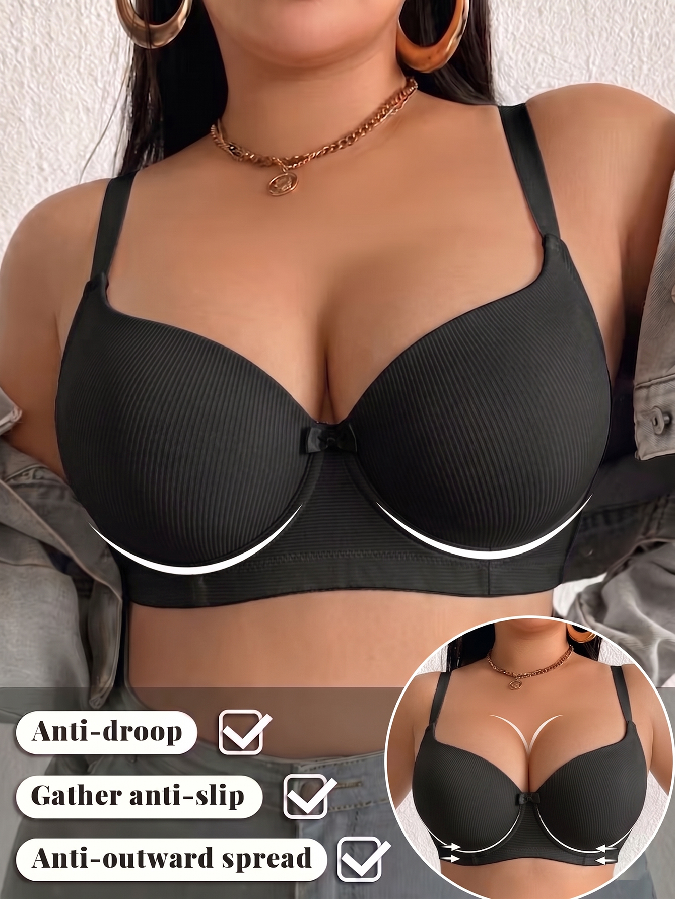 Push Up Bra Padded - Plus Size Women Bra Thin Cup