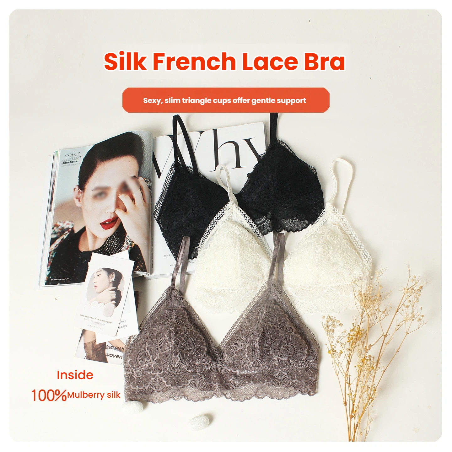 100% Mulberry Silk Triangle Cu - Bralette Wireless Soft recensie en prijs