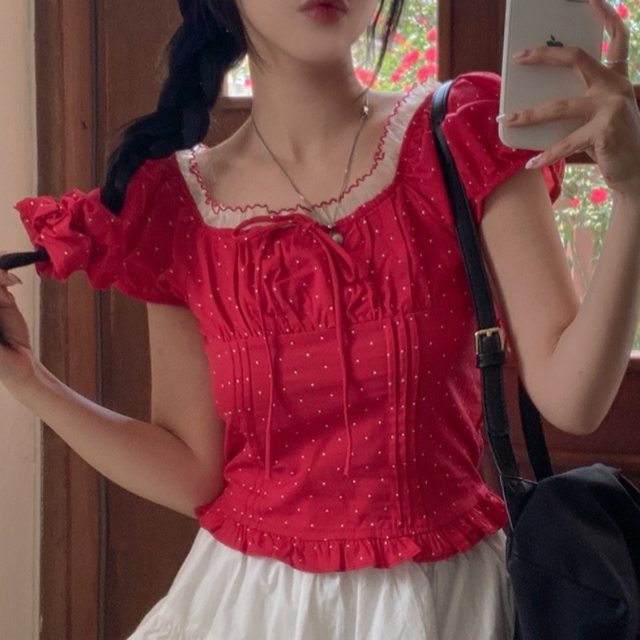Summer Sweet Bubble Sleeve Pol - Corset Waist Cinch recensie en prijs