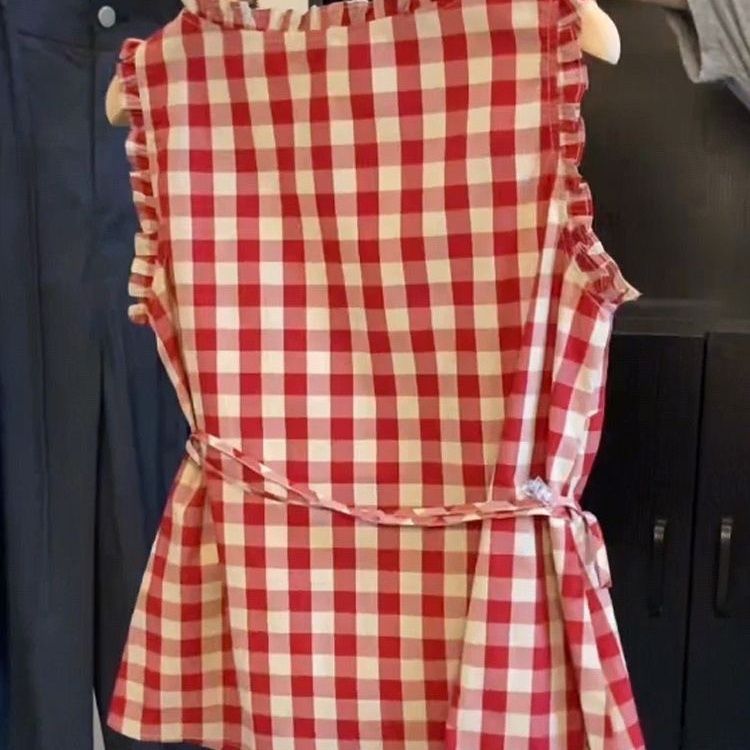 Retro Red Plaid Sleeveless Ves - Corset Waist Cinch recensie en prijs