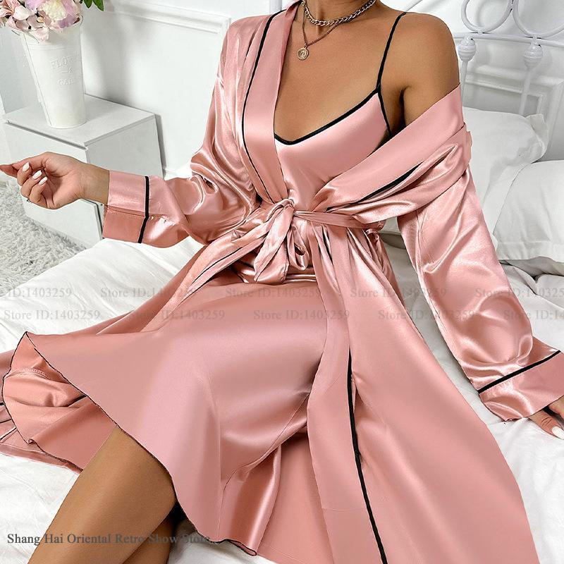 Sexy Long Twinset Robe Set Che - Robe Silk Women recensie en prijs