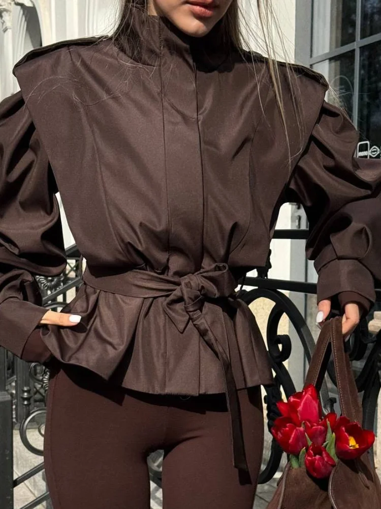 Women Solid Lace Up Lapel Jack - Corset Waist Cinch recensie en prijs