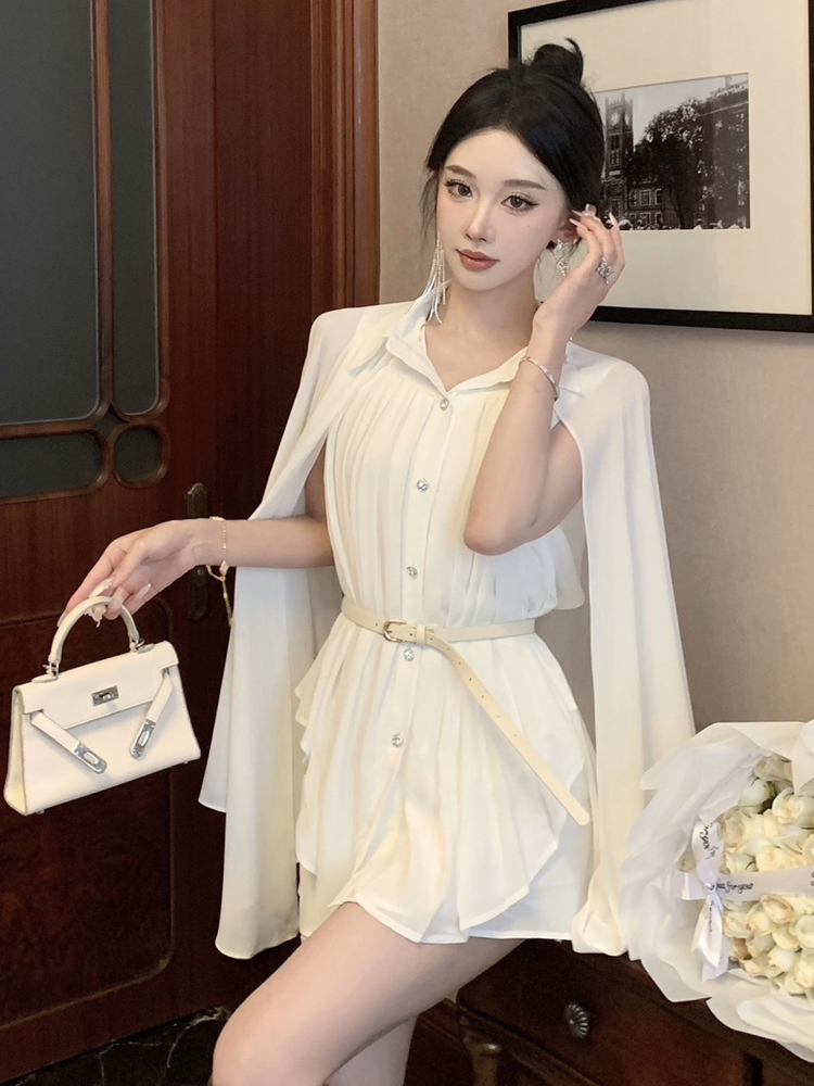 Elegant White Shawl Collar Ple - Corset Waist Cinch recensie en prijs