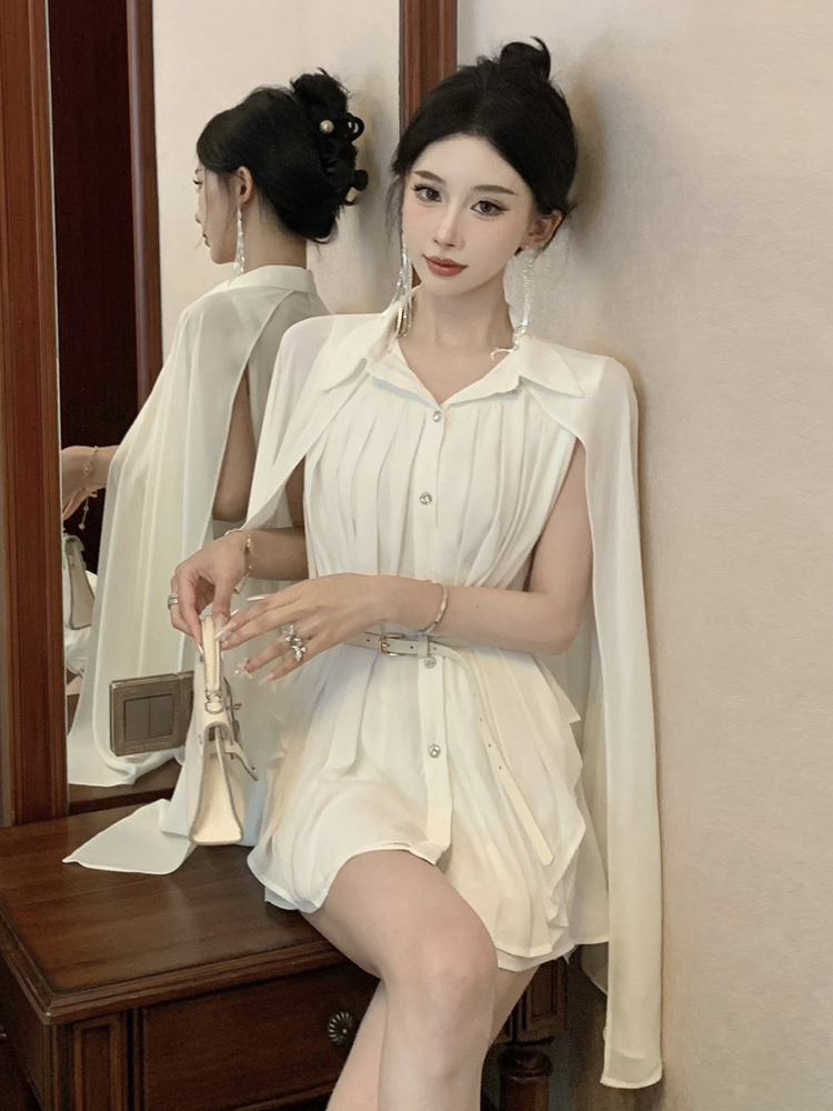 Elegant White Shawl Collar Ple - Corset Waist Cinch recensie en prijs