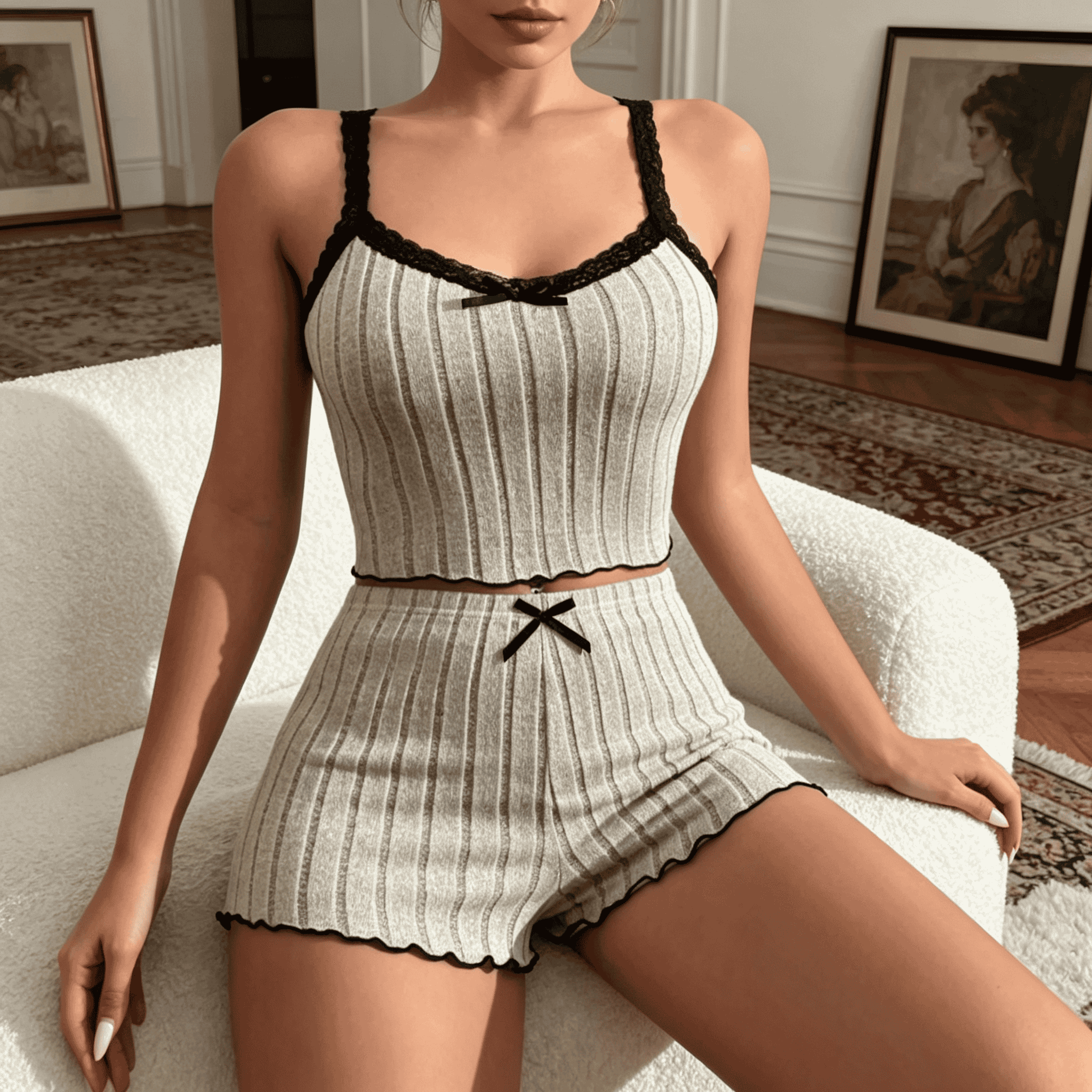 Women Cute Summer Ribbed Knit  - Cami Top Lace recensie en prijs