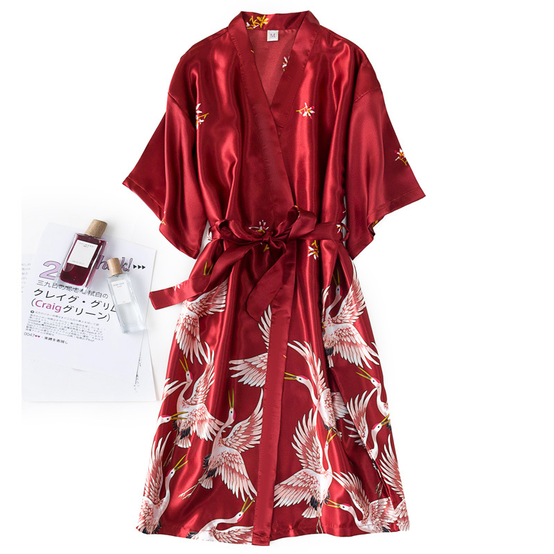 Burgundy Women 2PCS Faux Silk  - Robe Silk Women recensie en prijs